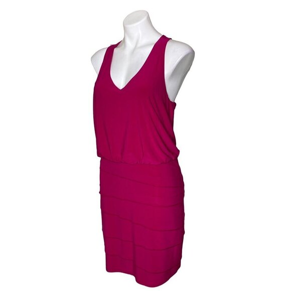 Laundry by Shelli Segal Fuchsia Mini Dress, V-Neckline Racerback Women's Size 8 - Picture 6 of 8